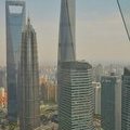Шанхай. Вид с телебашни "Жемчужина востока". Строительство самого высокого небоскреба в Китае