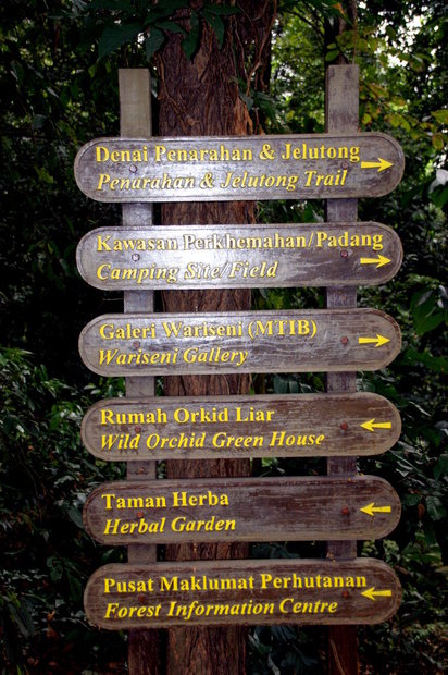 Указатель в Taman Eko Rimba KL, Bukit Nanas Forest